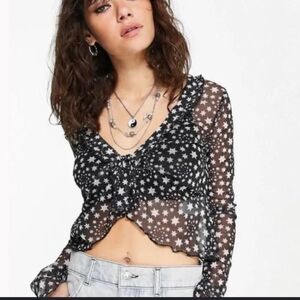Free people top sheer crop black large
